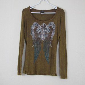 Western Embellished Angel Wing Top, XL